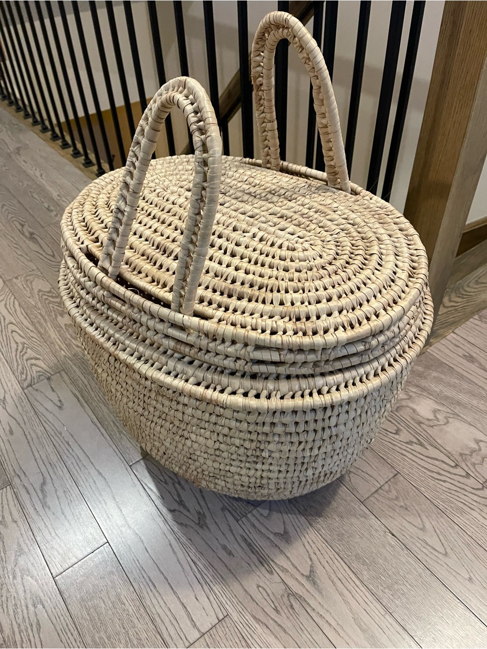 Handwoven Natural Straw Tote with Dual Handles